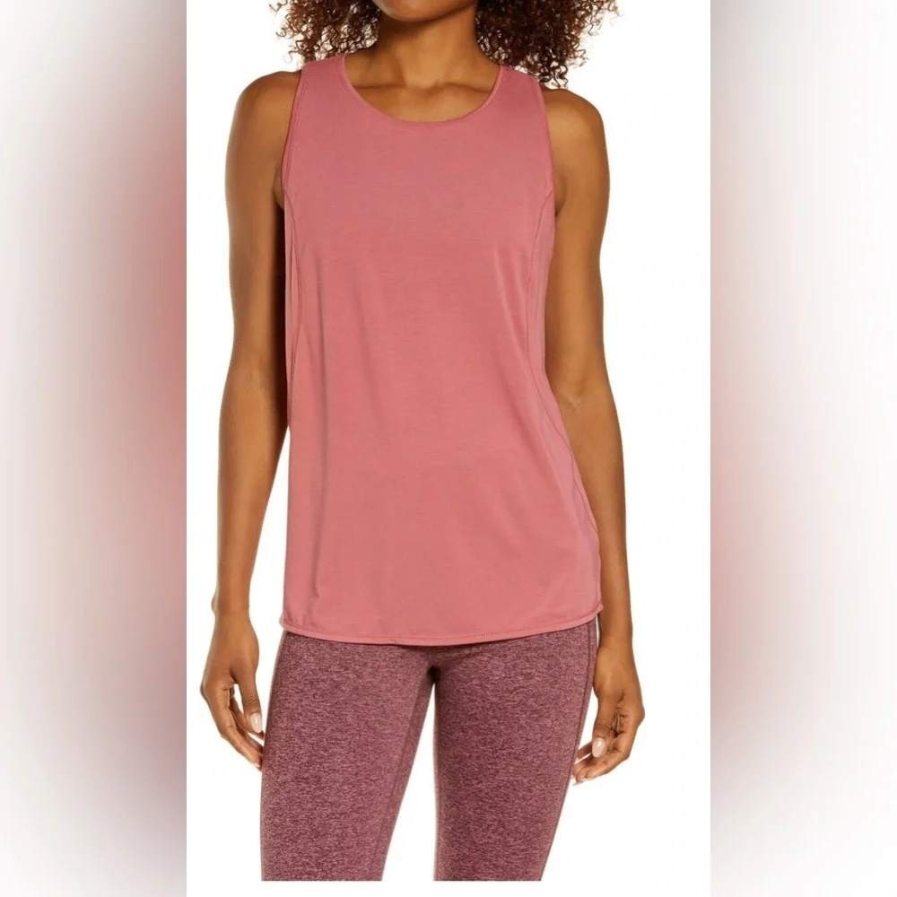 Zella Womens‎ Dusty Rose Sleeveless Athletic Tank Top Size Small Crew Neck Gym